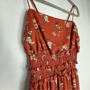 Row.A Nordstrom summer orange floral print maxi / midi  dress